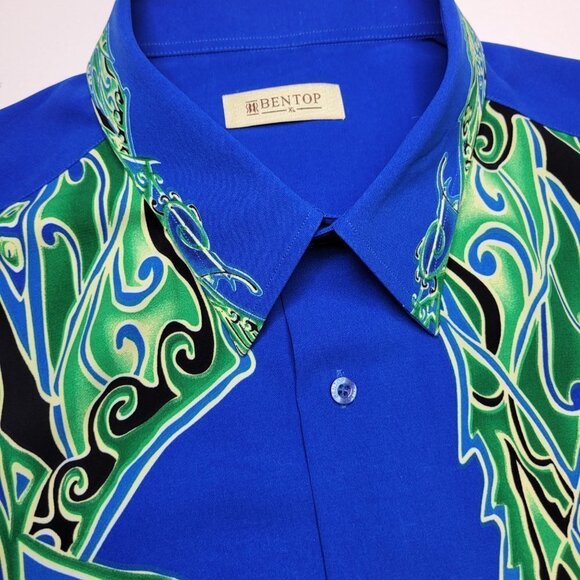 Men's Blue Batik Long Sleeve Shirt - Picture 12 of 14